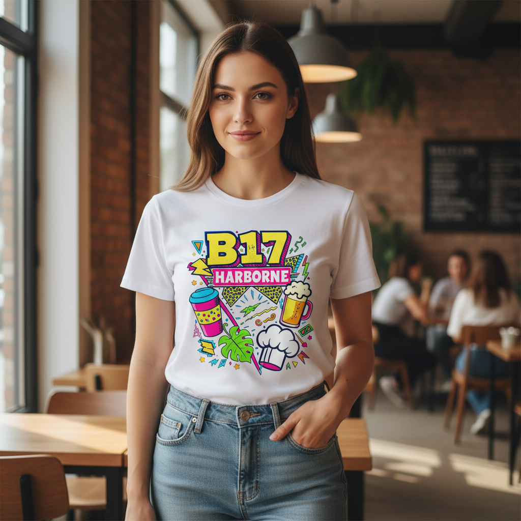 Harborne - T-Shirt - Playful Neon Vibe Design