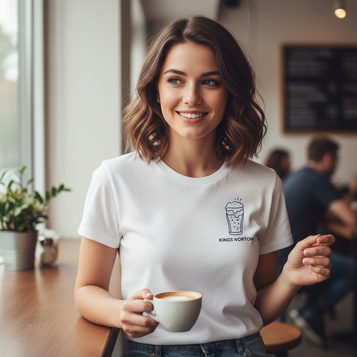 Kings Norton - T-Shirt - Minimal Line Icon Design - Beer Glass