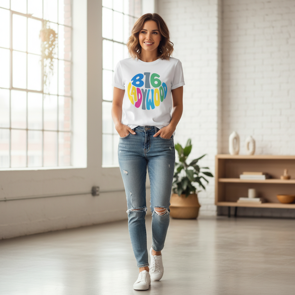 Ladywood - T-Shirt - Colour Burst Design
