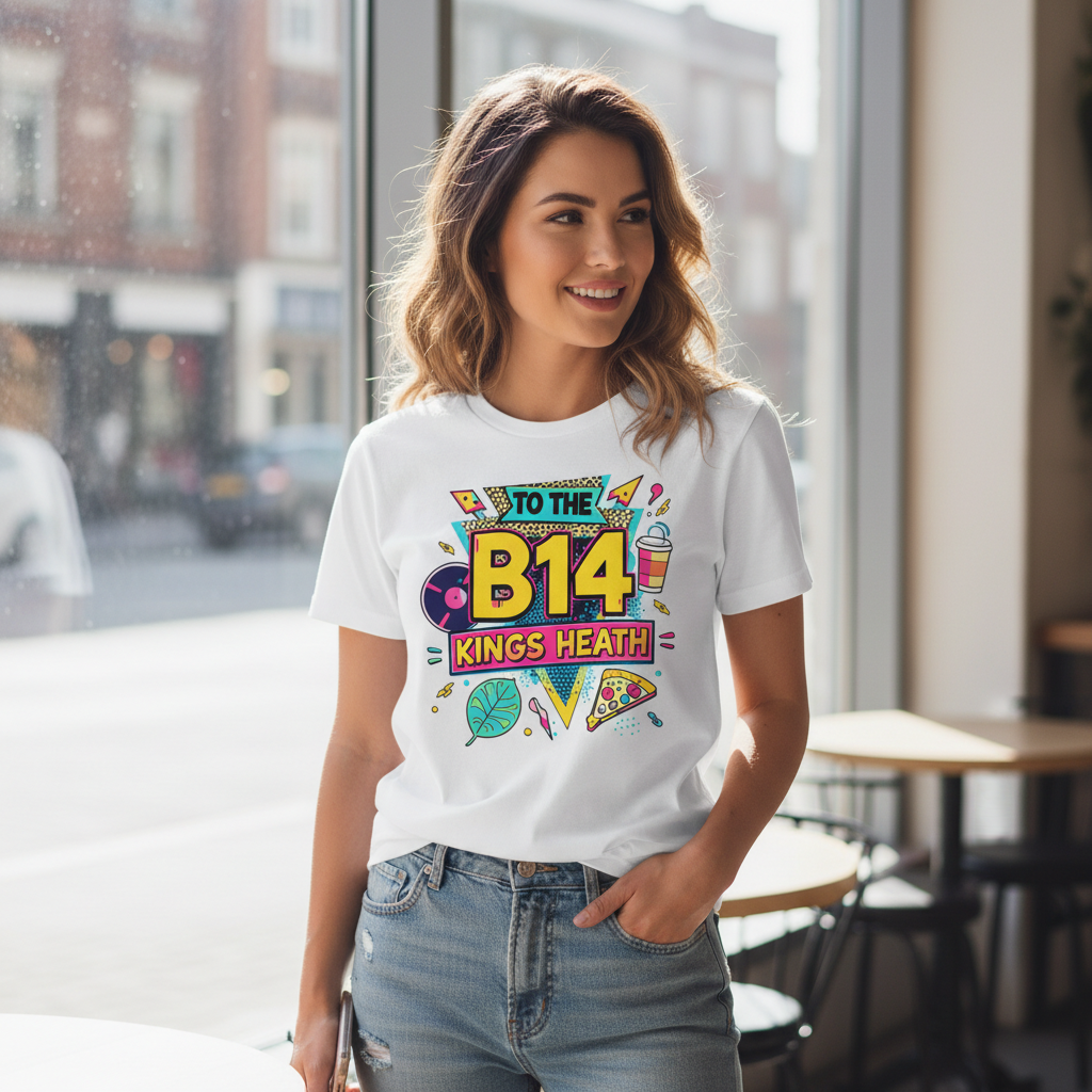 Kings Heath - T-Shirt - Playful Neon Vibe Design