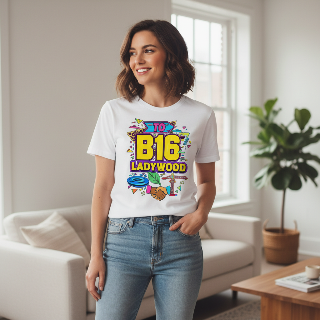 Ladywood - T-Shirt - Playful Neon Vibe Design