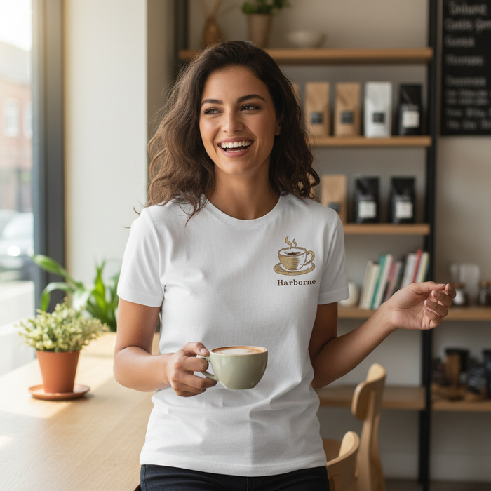 Harborne - T-Shirt - Bold Indie Design - Coffee Cup