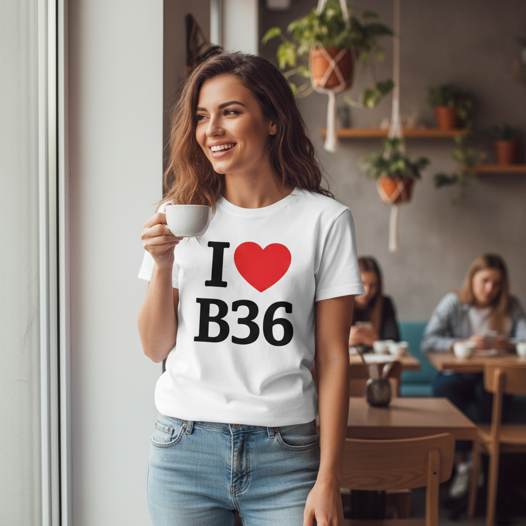 B36 - T-Shirt - I Heart B36 Design - Castle Bromwich | Smith's Wood | Bromford | Hodge Hill | Washwood Heath