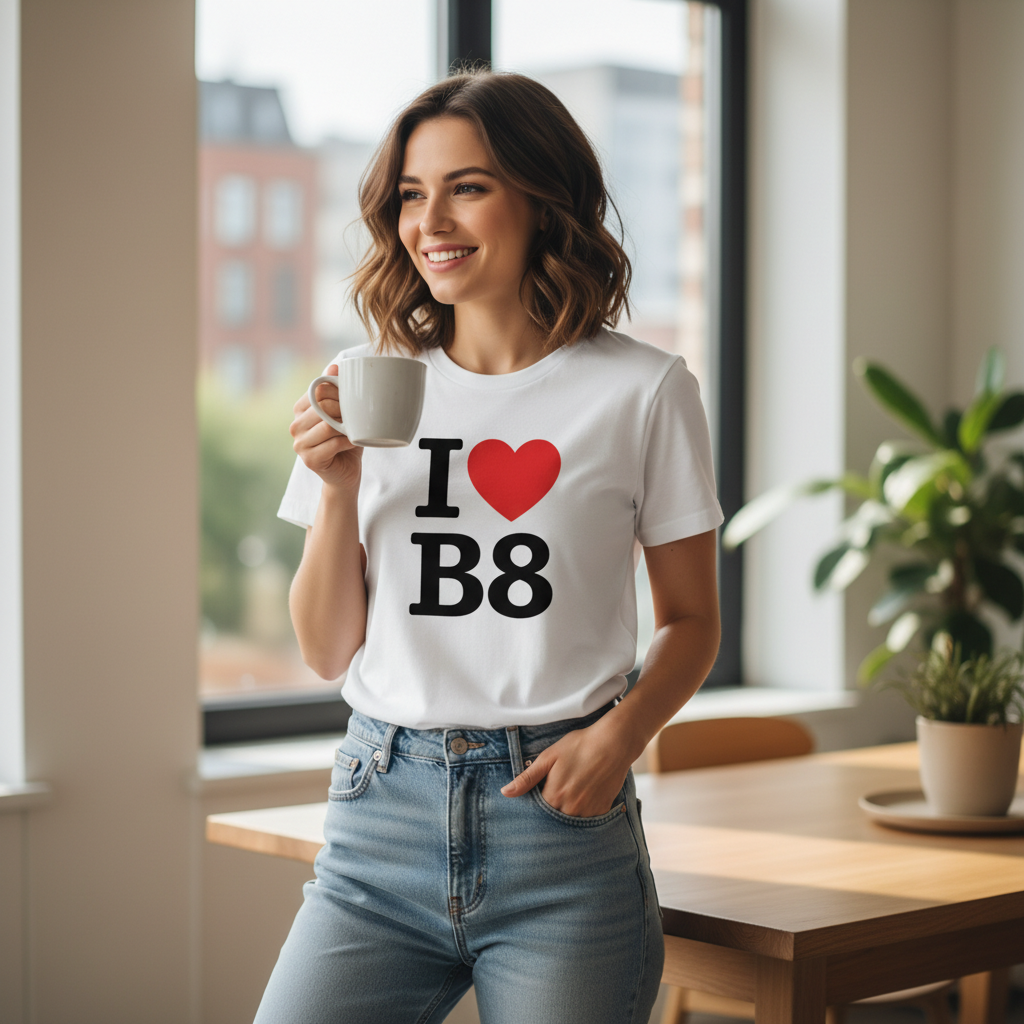 B8 - T-Shirt - I Heart B8 Design - Washwood Heath | Ward End | Saltley | Alum Rock | Pelham