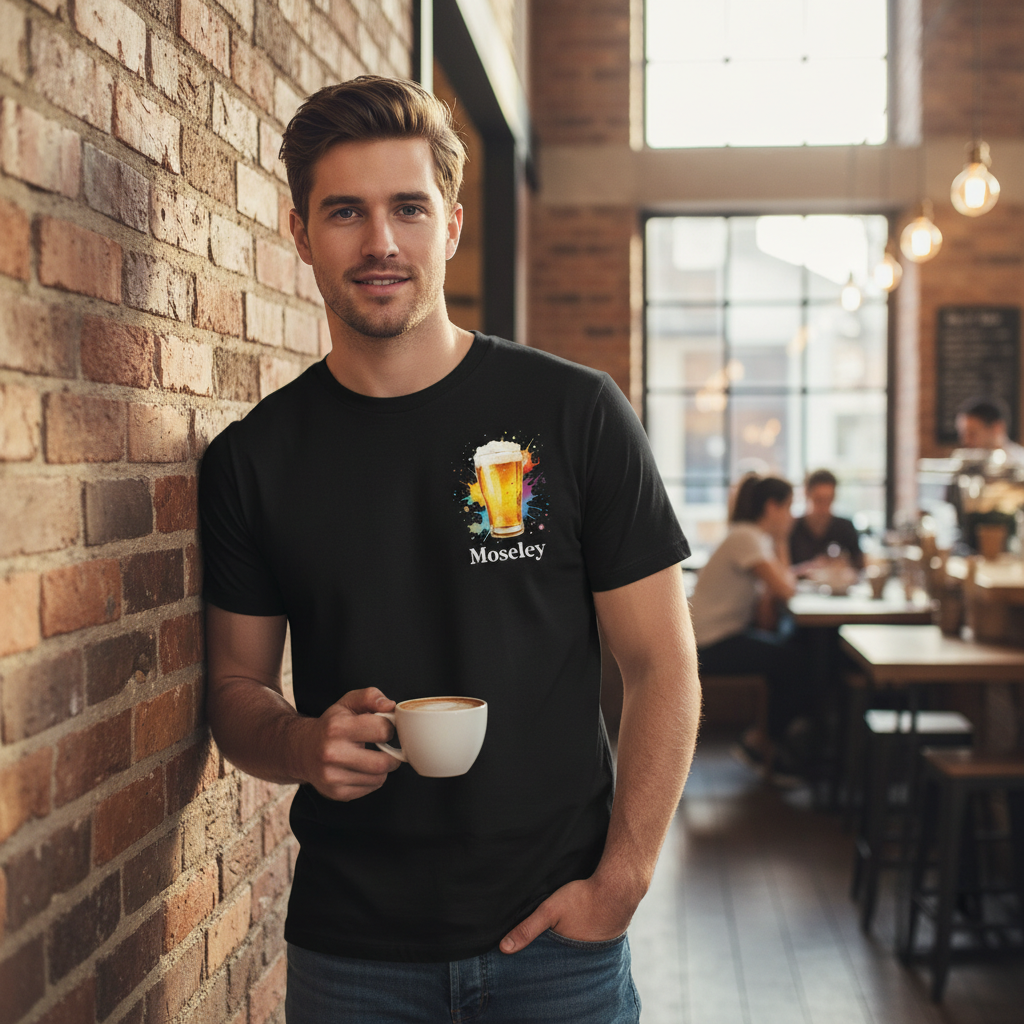 Moseley - T-Shirt - Colour Splash Design - Beer Glass