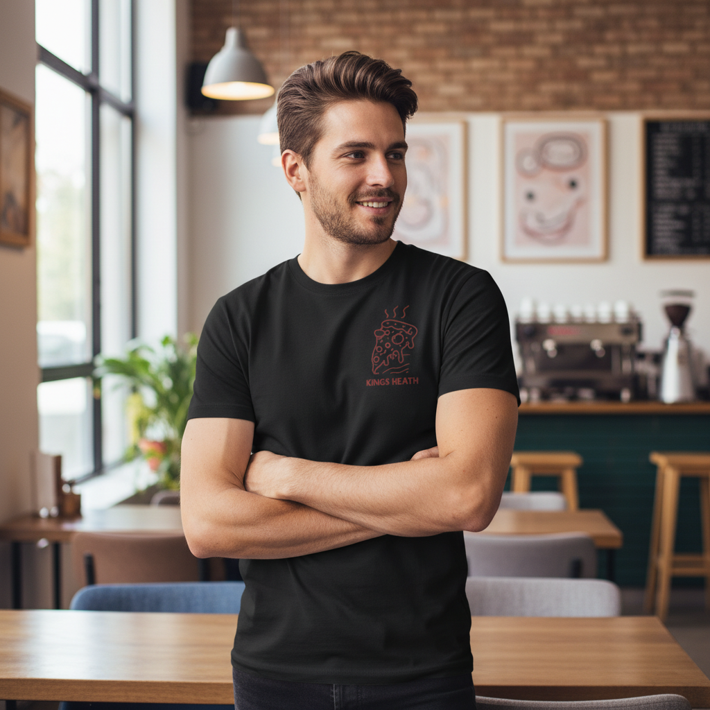 Kings Heath - T-Shirt - Minimal Line Icon Design - Pizza Slice