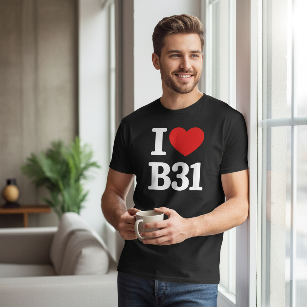 B31 - T-Shirt - I Heart B31 Design - Northfield | Longbridge | West Heath | Shenley Green | Frankley | Bartley Green