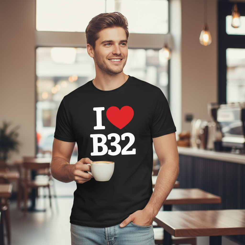 B32 - T-Shirt - I Heart B32 Design - Woodgate | Bartley Green | Quinton | California | Frankley | Frankley Green