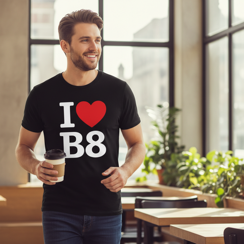 B8 - T-Shirt - I Heart B8 Design - Washwood Heath | Ward End | Saltley | Alum Rock | Pelham