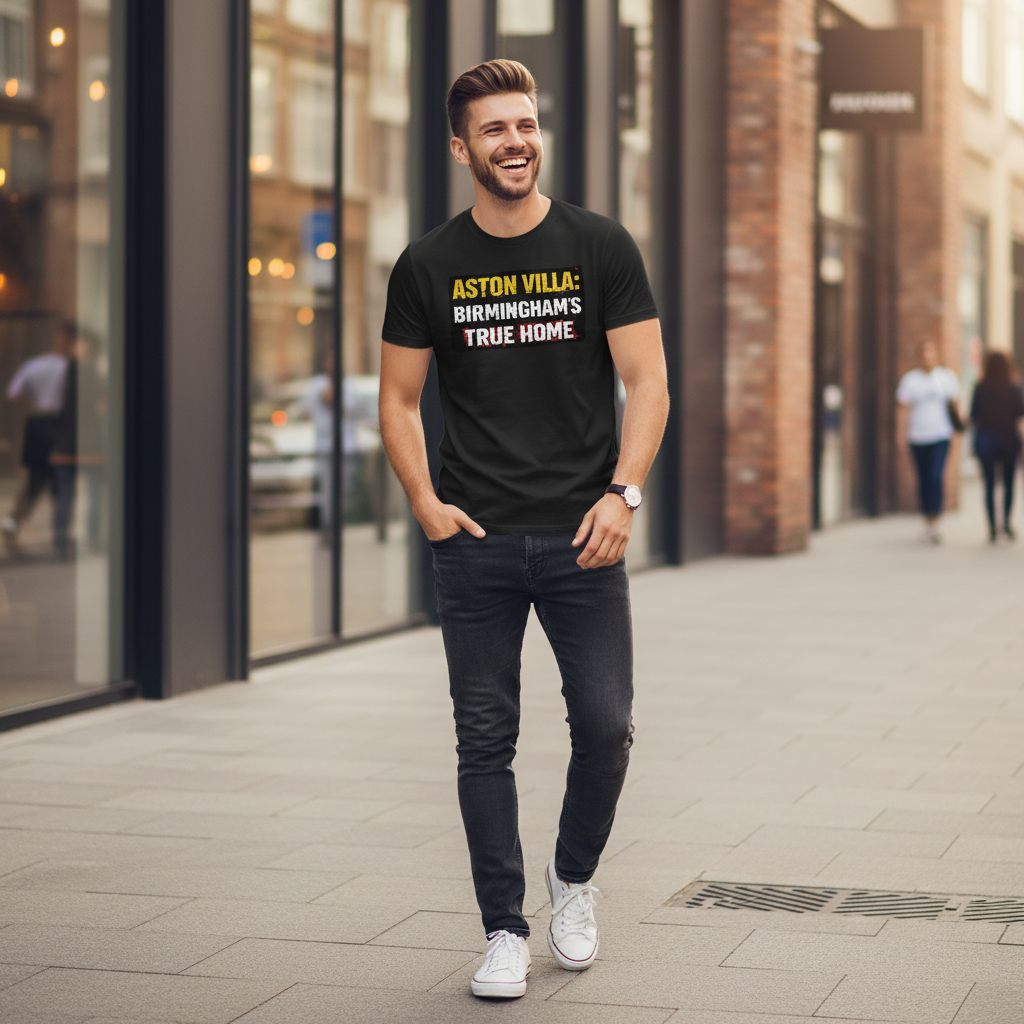 Vintage Cotton T-Shirt Gift for Aston Villa Supporters - Home Turf Design with Distressed Lettering