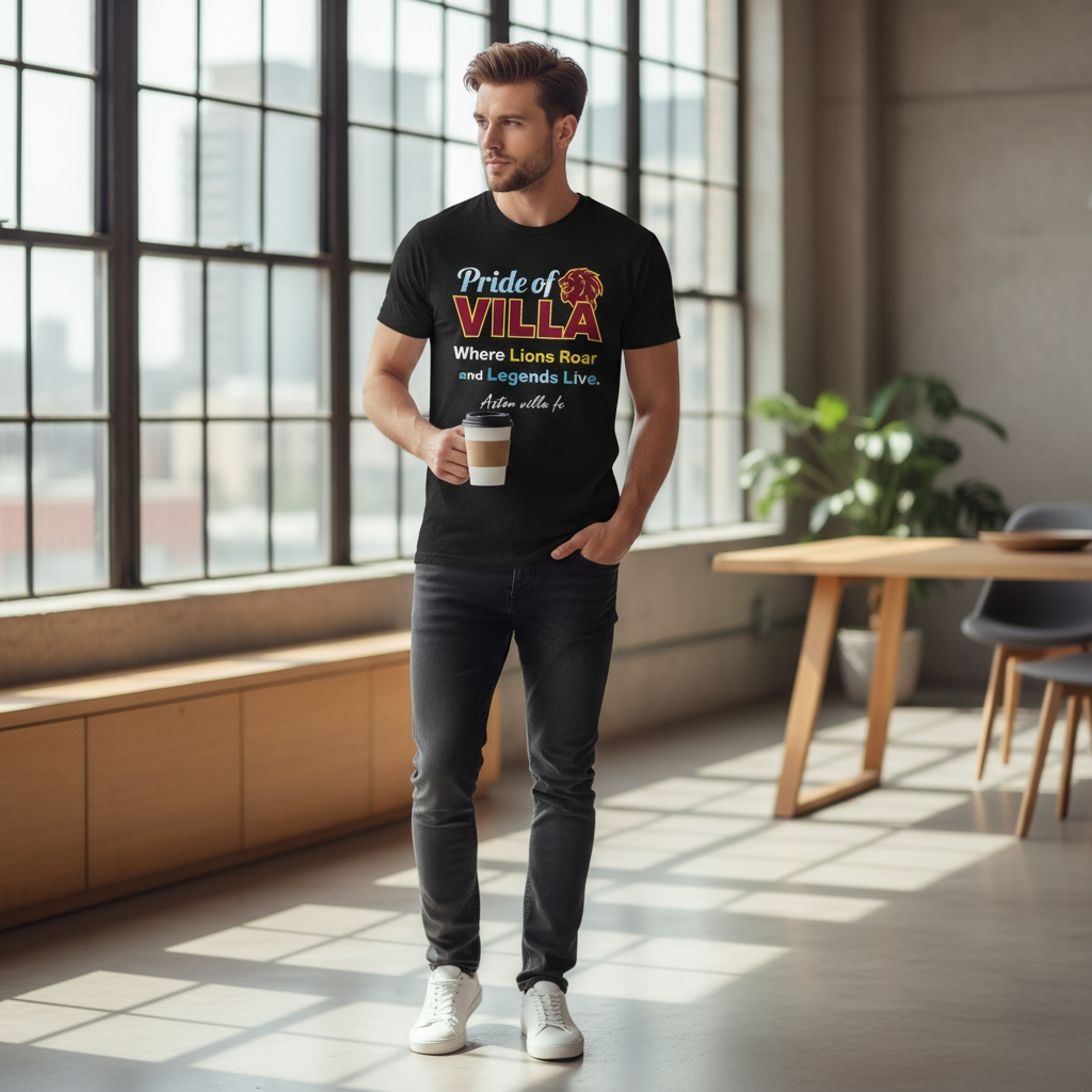 Aston Villa FC Cotton T-Shirt Gift - Pride of VILLA Lionheart Legacy Design for Football Fans