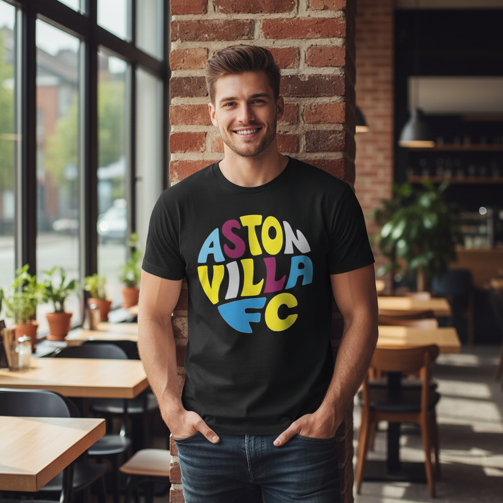 Aston Villa Football Fan T-Shirt Gift - Vibrant Villa Vibe with Colourful Design for Sports Enthusiasts