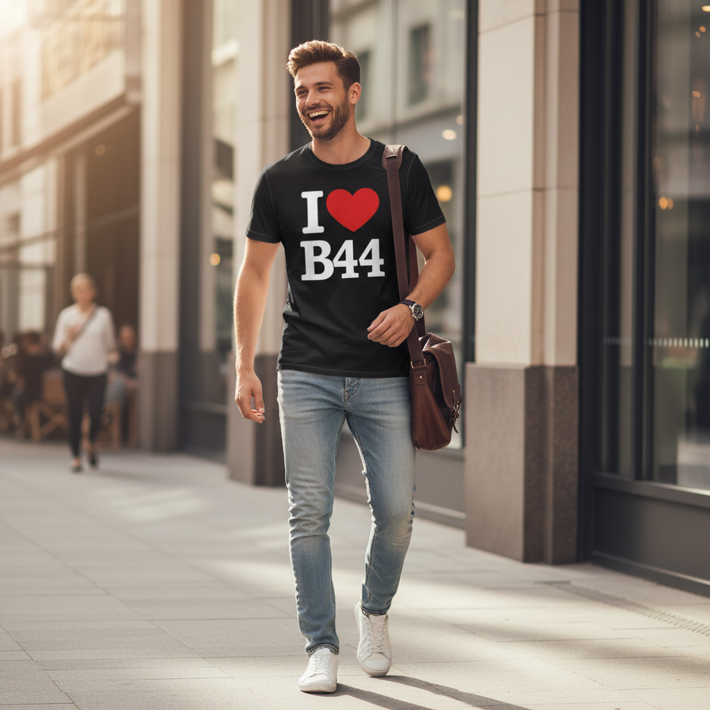 B44 - T-Shirt - I Heart B44 Design -  Kingstanding | Perry Barr | Great Barr | Old Oscott | Queslett