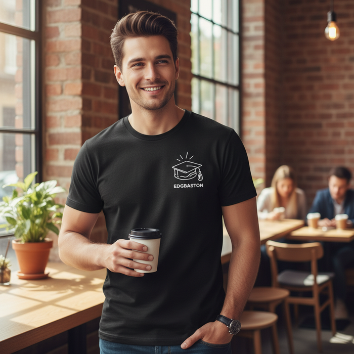 Edgbaston - T-Shirt - Minimal Line Icon Design - Graduation Hat