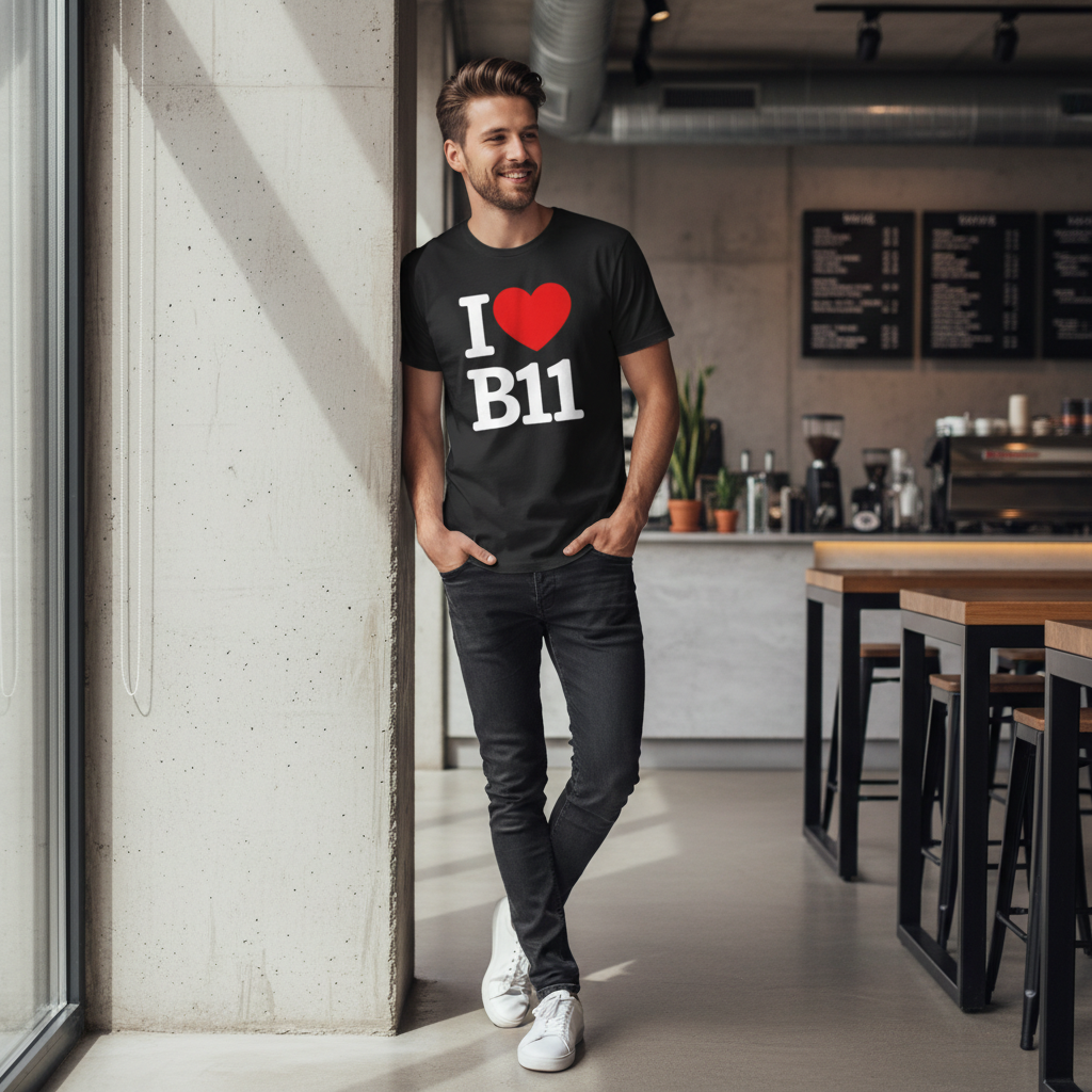 B11 - T-Shirt - I Heart B11 Design - Sparkhill | Sparkbrook | Tyseley | Greet