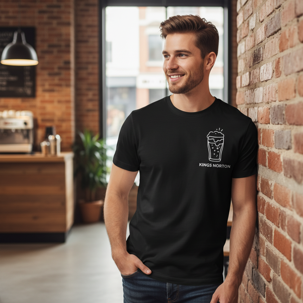 Kings Norton - T-Shirt - Minimal Line Icon Design - Beer Glass