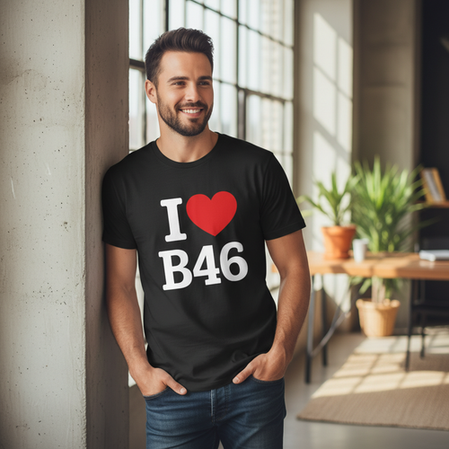 B46 - T-Shirt - I Heart B46 Design - Coleshill | Water Orton | Shustoke | Nether Whitacre | Blyth End | Furnace End | Duke End | Maxstoke | Lea Marston