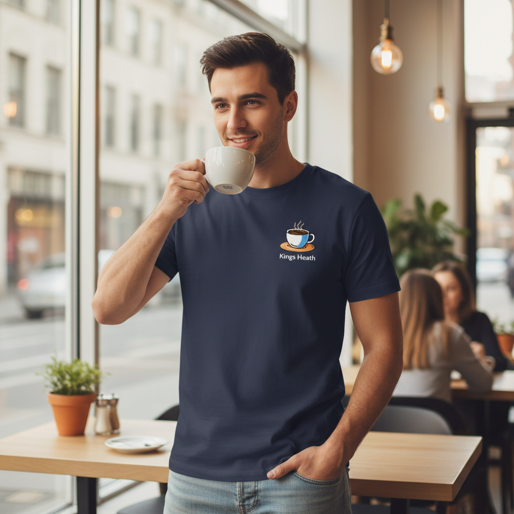 Kings Heath - T-Shirt - Bold Indie Design - Coffee Cup