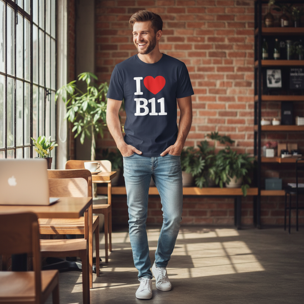B11 - T-Shirt - I Heart B11 Design - Sparkhill | Sparkbrook | Tyseley | Greet