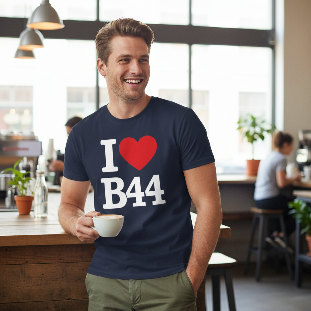 B44 - T-Shirt - I Heart B44 Design -  Kingstanding | Perry Barr | Great Barr | Old Oscott | Queslett