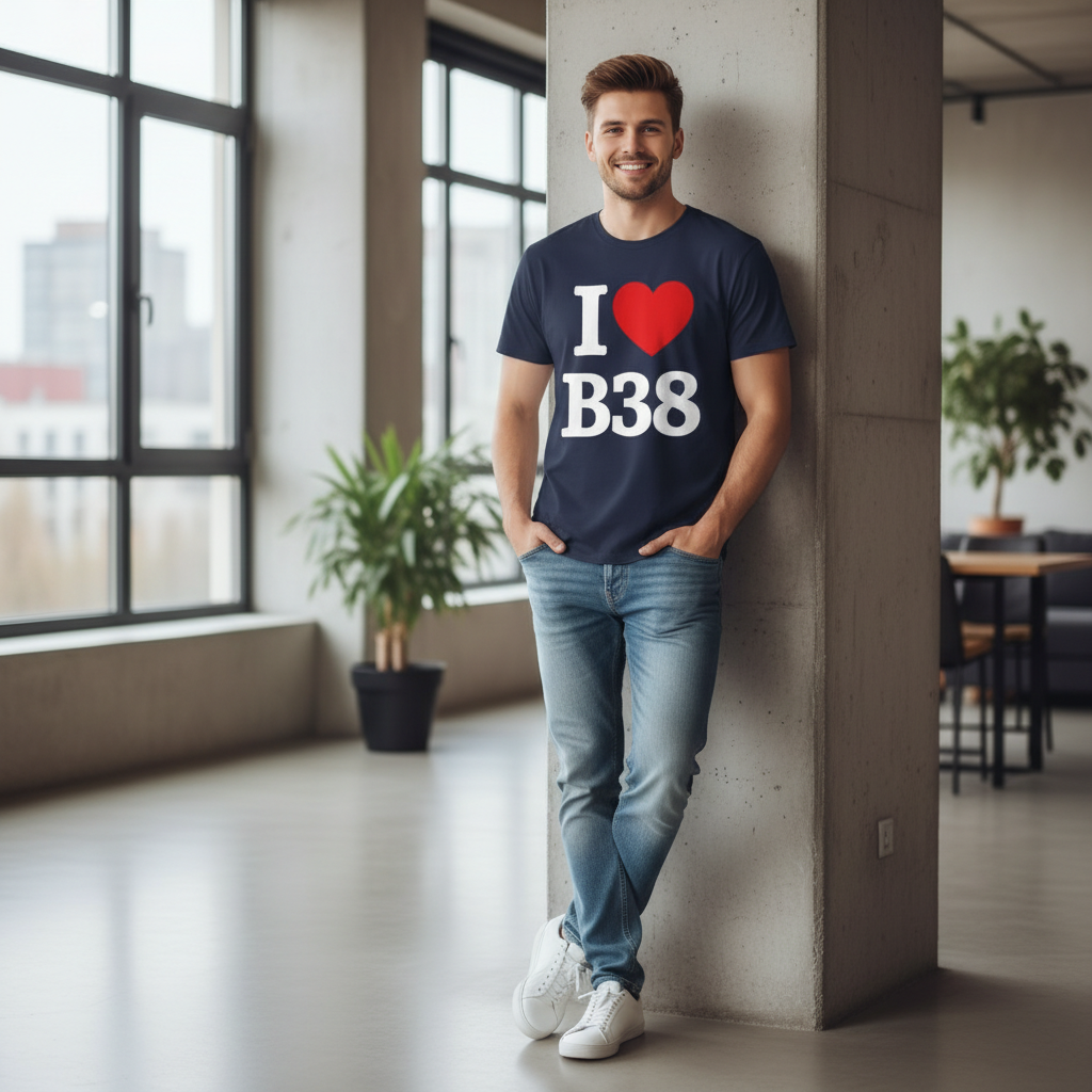 B38 - T-Shirt - I Heart B38 Design - Kings Norton | Hawkesley | Headley Heath | Forhill