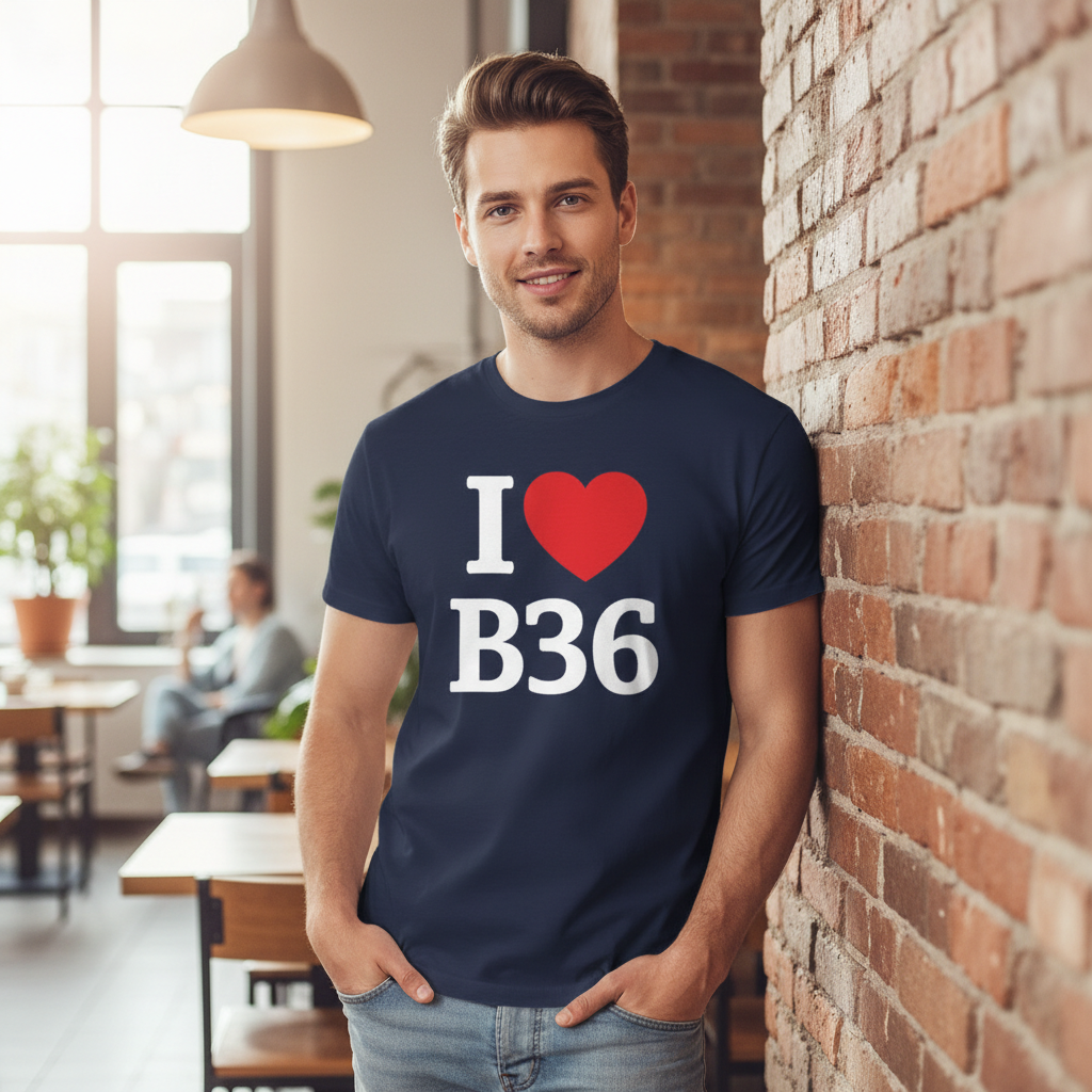 B36 - T-Shirt - I Heart B36 Design - Castle Bromwich | Smith's Wood | Bromford | Hodge Hill | Washwood Heath