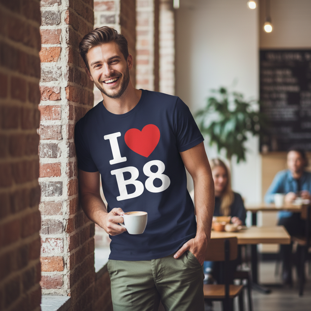 B8 - T-Shirt - I Heart B8 Design - Washwood Heath | Ward End | Saltley | Alum Rock | Pelham