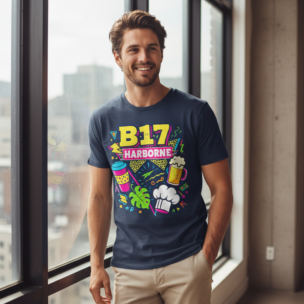 Harborne - T-Shirt - Playful Neon Vibe Design