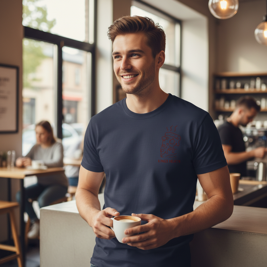 Kings Heath - T-Shirt - Minimal Line Icon Design - Pizza Slice