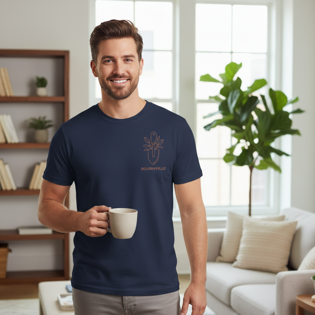 Bournville - T-Shirt - Minimal Line Icon Design - Garden Trowel