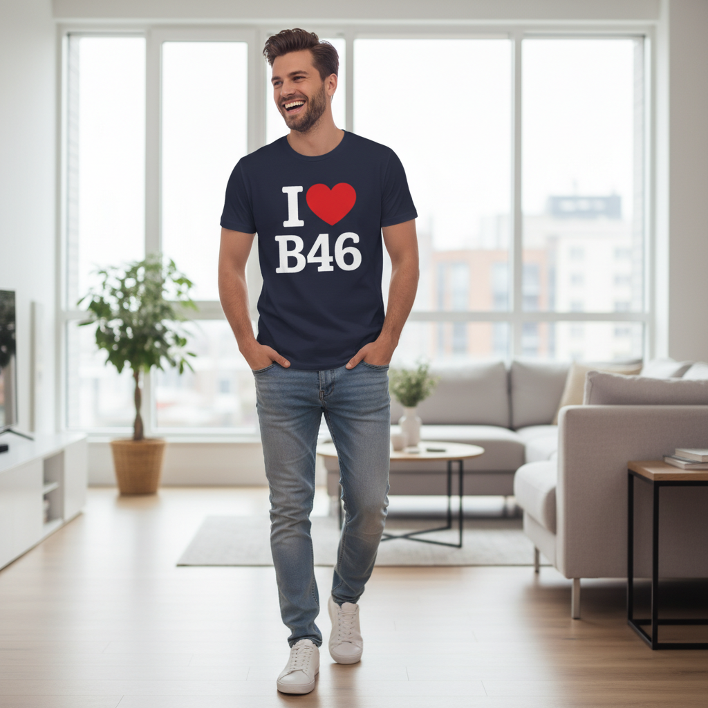 B46 - T-Shirt - I Heart B46 Design - Coleshill | Water Orton | Shustoke | Nether Whitacre | Blyth End | Furnace End | Duke End | Maxstoke | Lea Marston