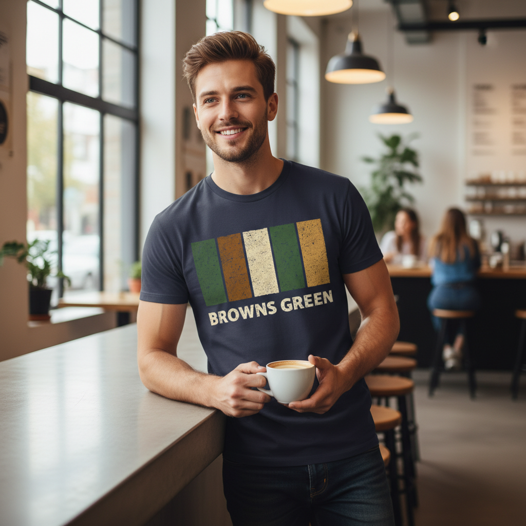 Browns Green - T-Shirt - Colour Block Design