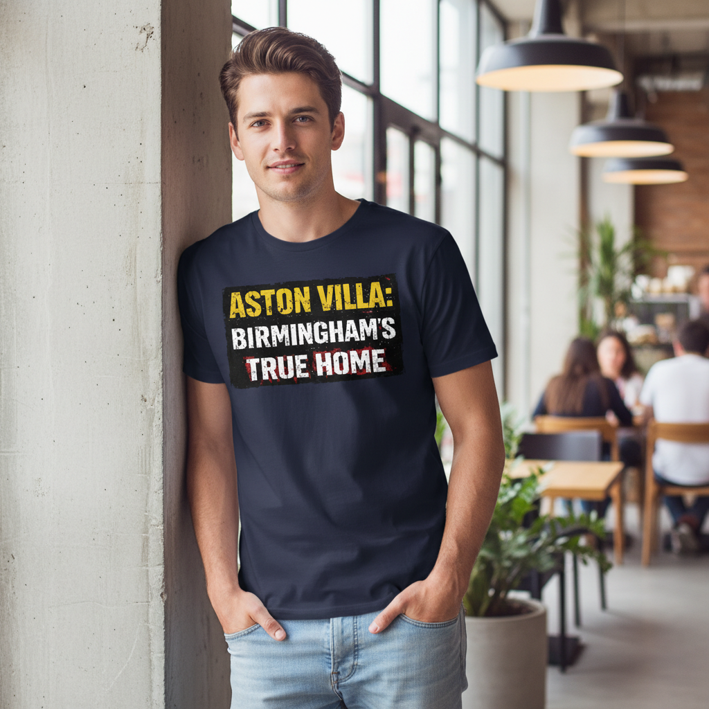 Vintage Cotton T-Shirt Gift for Aston Villa Supporters - Home Turf Design with Distressed Lettering