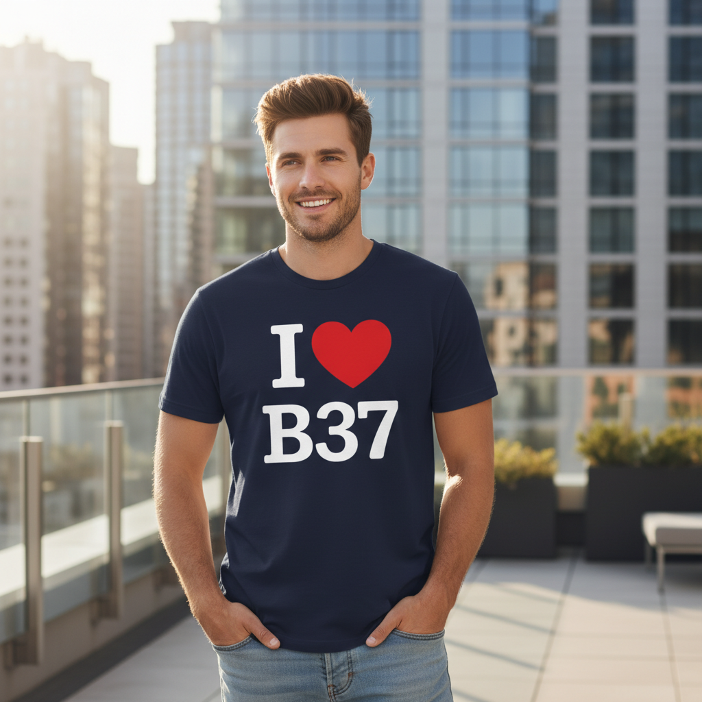 B37 - T-Shirt - I Heart B37 Design - Chelmsley Wood | Marston Green | Kingshurst | Fordbridge