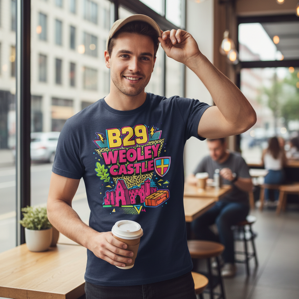 Weoley Castle - T-Shirt - Playful Neon Vibe Design