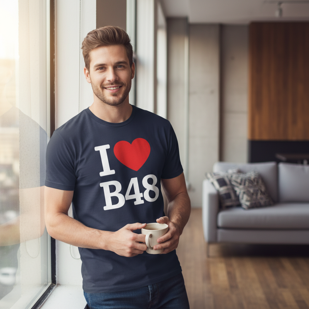 B48 - T-Shirt - I Heart B48 Design - Alvechurch | Cobley Hill | Rowney Green | Portway | Weatheroak Hill | Lea End | Arrowfield Top | Barnt Green