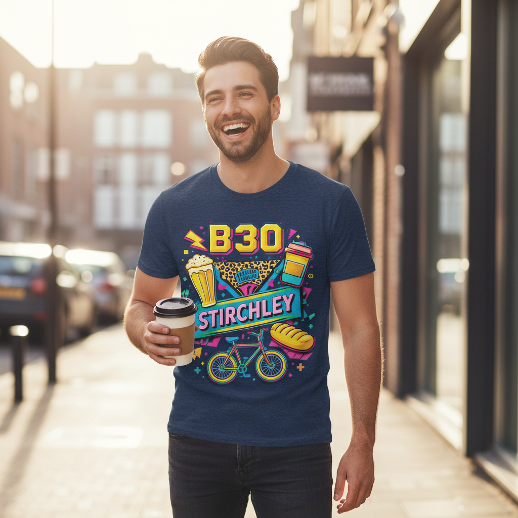 Stirchley - T-Shirt - Playful Neon Vibe Design