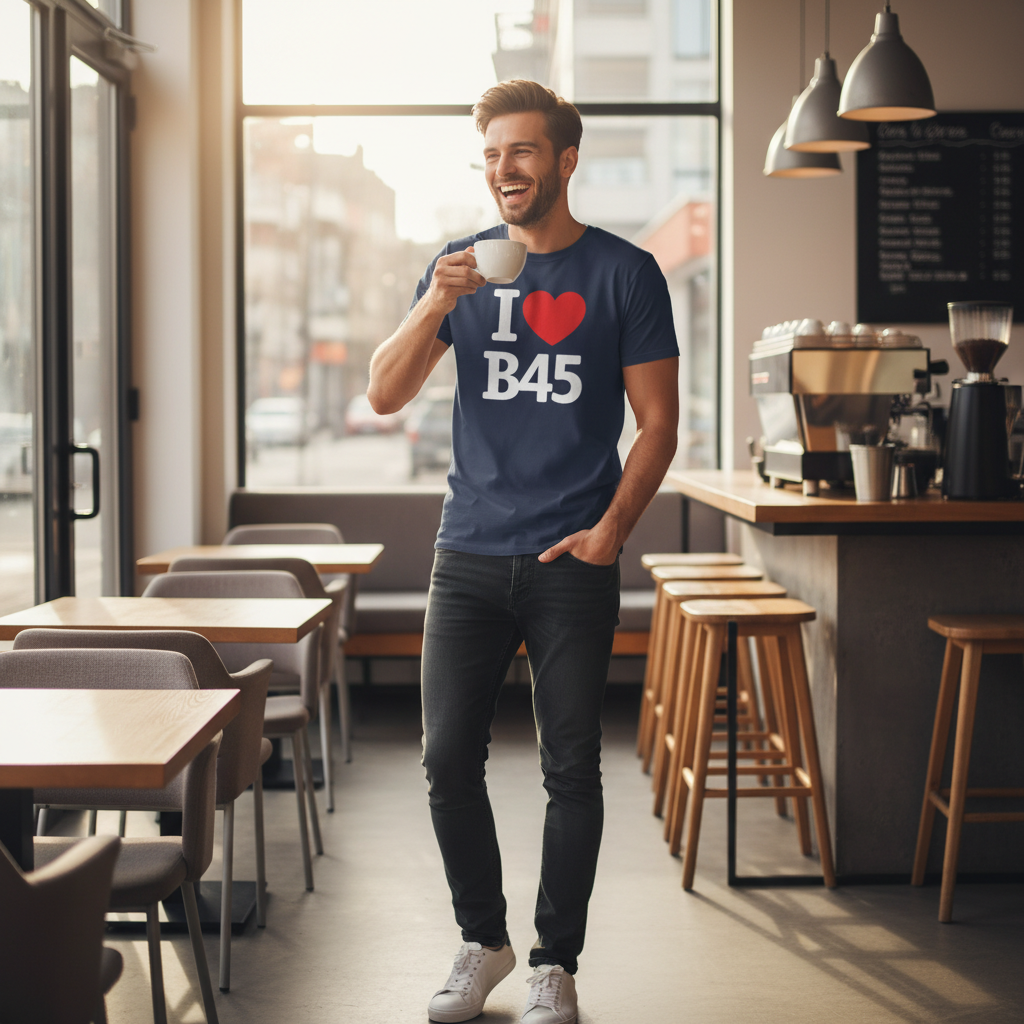 B45 - T-Shirt - I Heart B45 Design - Rednal | New Frankley | Rubery | Cofton Hackett | Barnt Green | Lickey | Longbridge | Northfield | Apes Dale