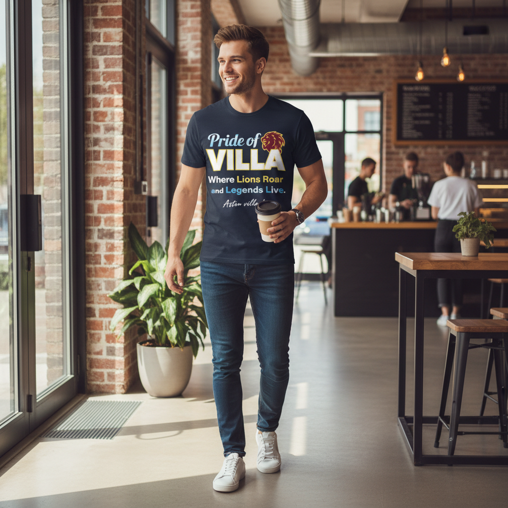 Aston Villa FC Cotton T-Shirt Gift - Pride of VILLA Lionheart Legacy Design for Football Fans