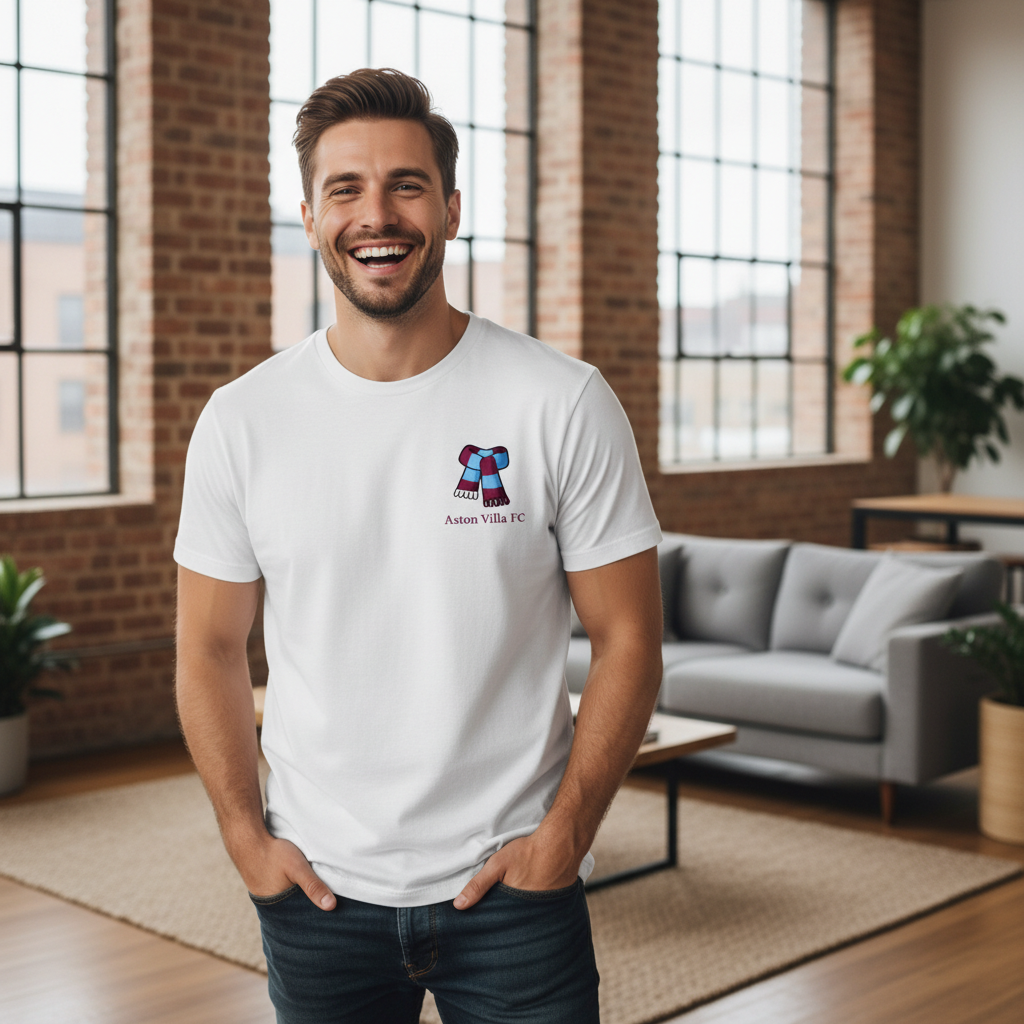 Scarlet Scarf Spirit T-Shirt - Premium Cotton Football Gift for Aston Villa Supporters
