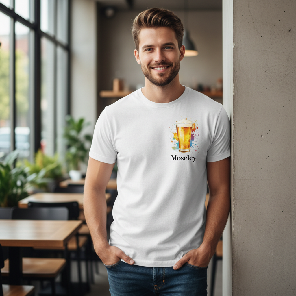 Moseley - T-Shirt - Colour Splash Design - Beer Glass