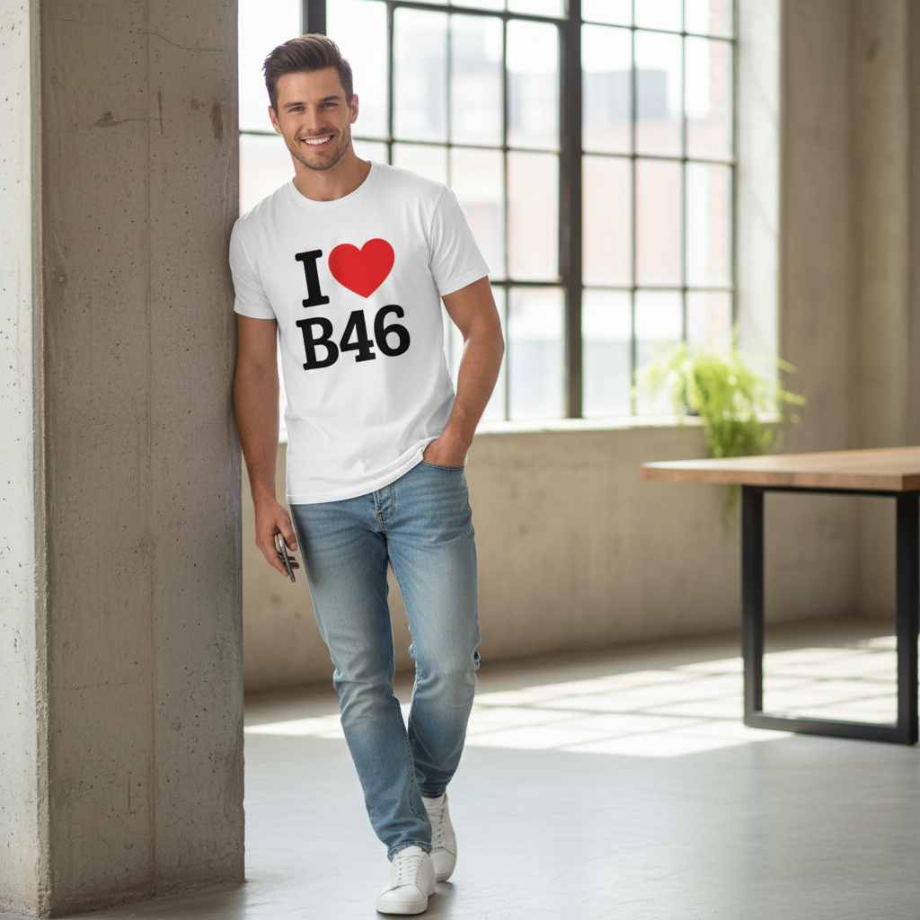 B46 - T-Shirt - I Heart B46 Design - Coleshill | Water Orton | Shustoke | Nether Whitacre | Blyth End | Furnace End | Duke End | Maxstoke | Lea Marston