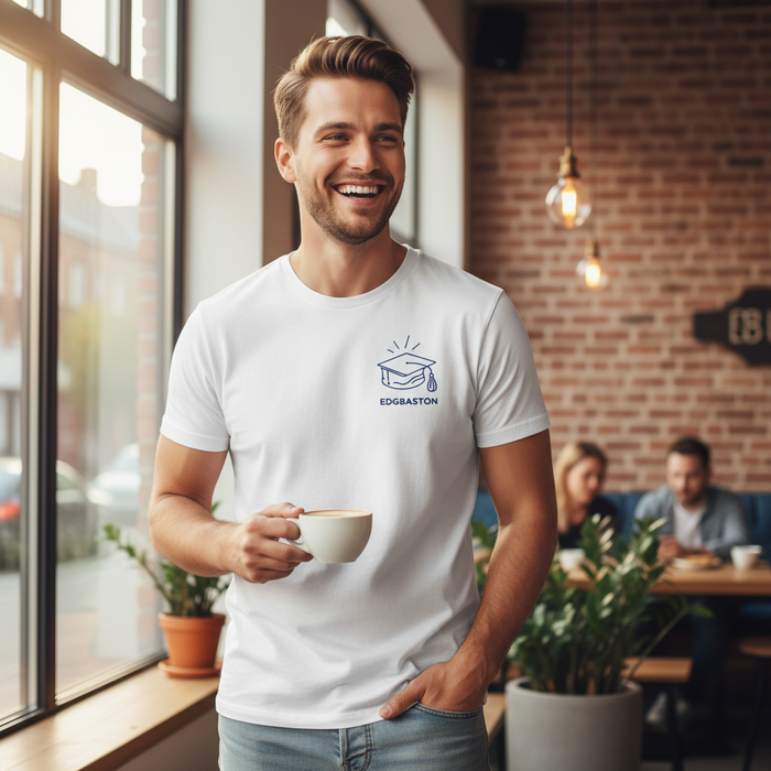 Edgbaston - T-Shirt - Minimal Line Icon Design - Graduation Hat
