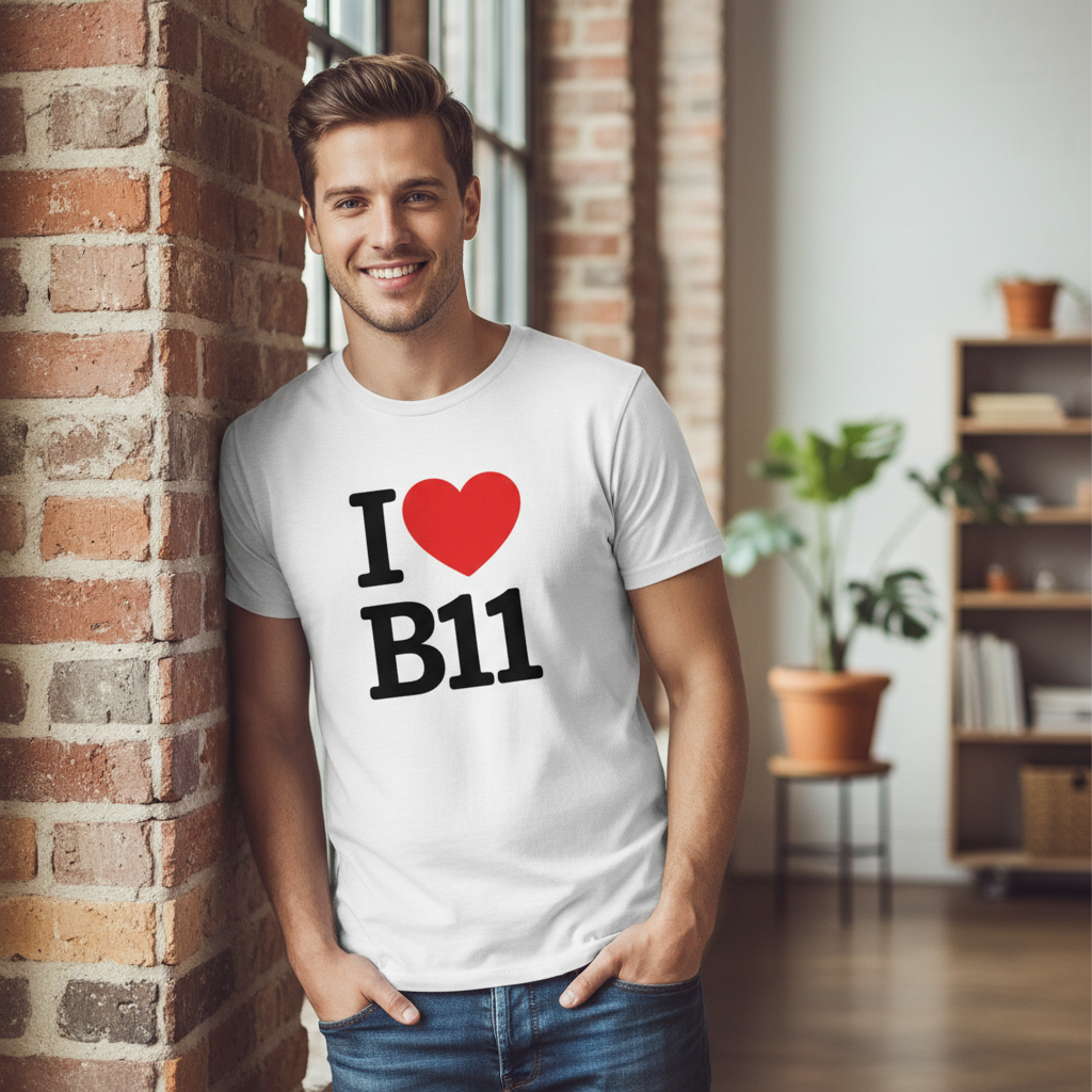 B11 - T-Shirt - I Heart B11 Design - Sparkhill | Sparkbrook | Tyseley | Greet