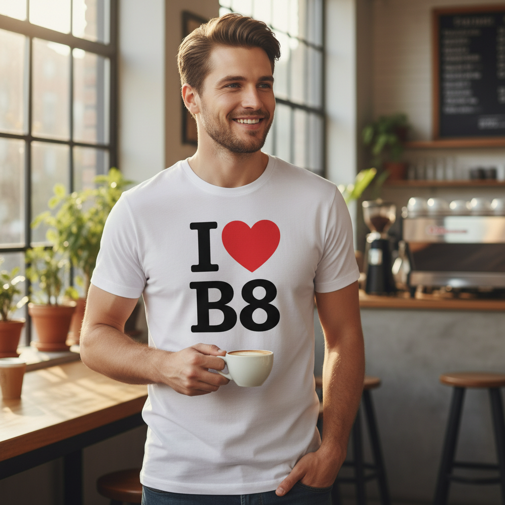 B8 - T-Shirt - I Heart B8 Design - Washwood Heath | Ward End | Saltley | Alum Rock | Pelham