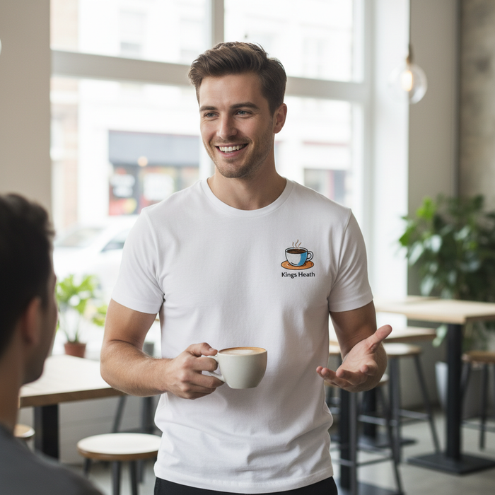 Kings Heath - T-Shirt - Bold Indie Design - Coffee Cup