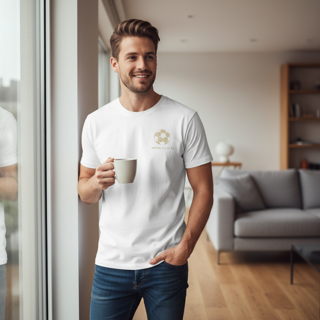 Aston Villa Fan Gift T-Shirt - Black Cotton Vintage Football Design with Minimalist Style