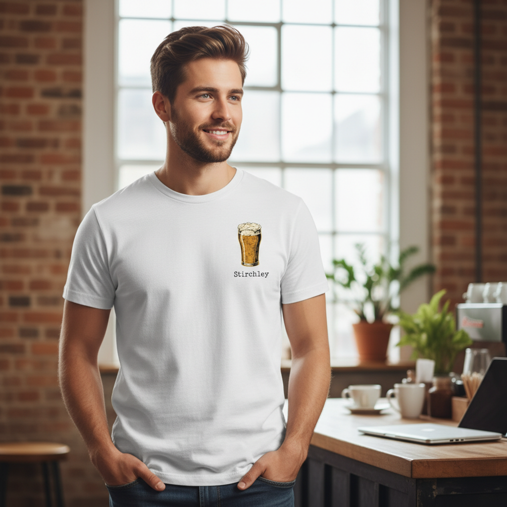 Stirchley - T-Shirt - Bold Indie Design - Beer Glass
