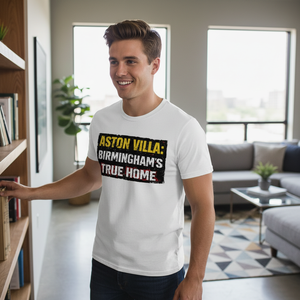 Vintage Cotton T-Shirt Gift for Aston Villa Supporters - Home Turf Design with Distressed Lettering