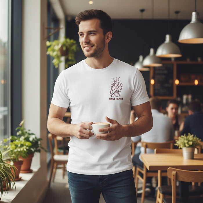 Kings Heath - T-Shirt - Minimal Line Icon Design - Pizza Slice